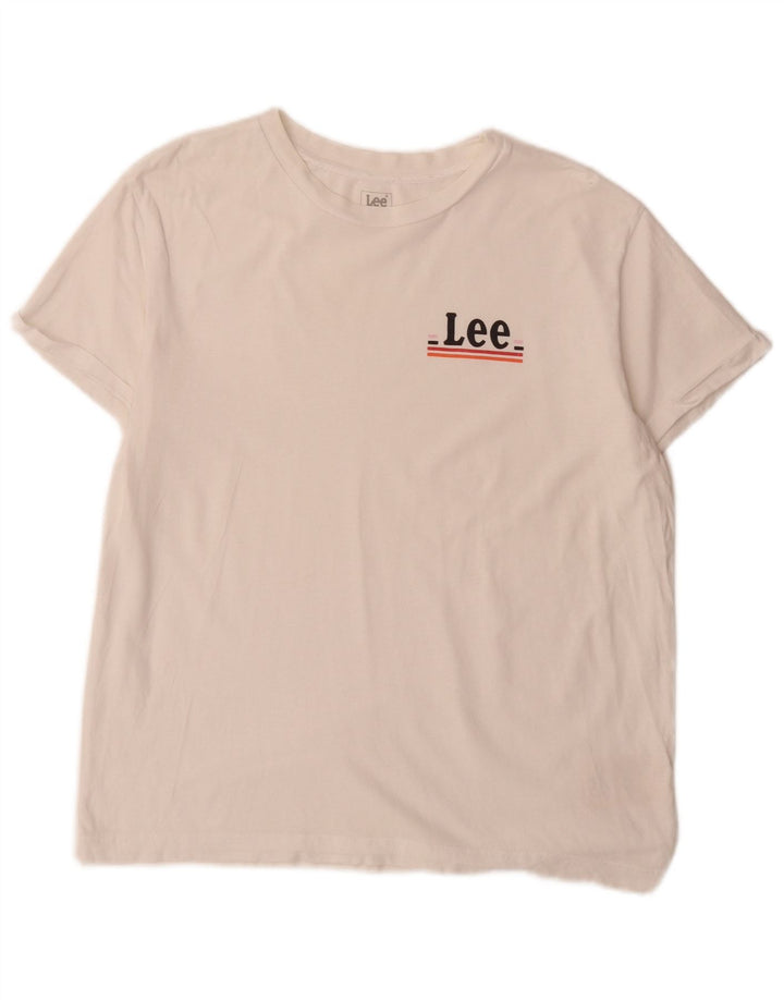 Lee Herre grafisk T-shirt top lille hvid bomuld