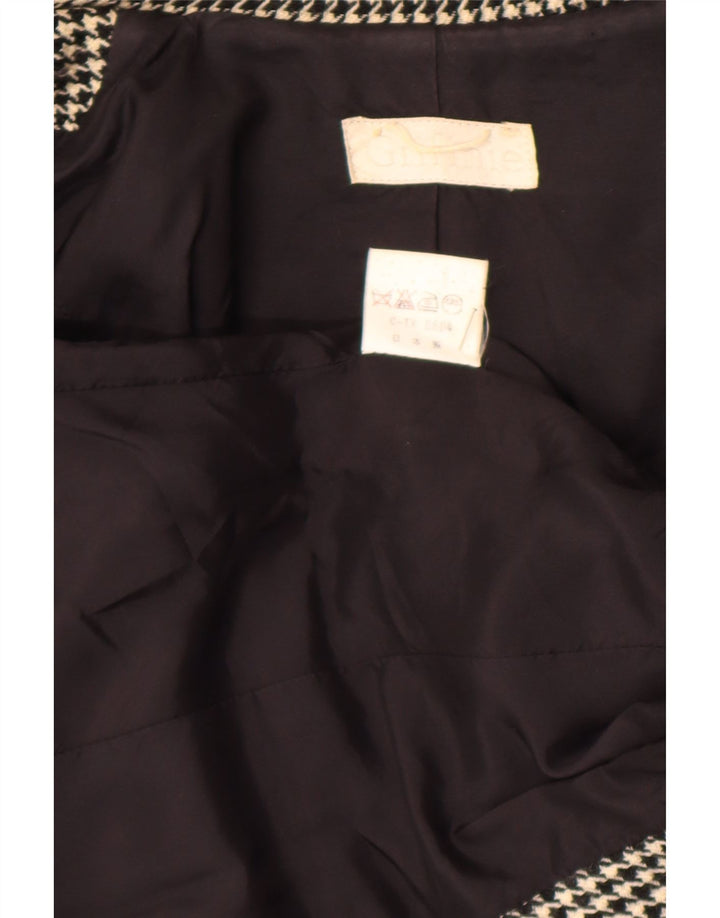 Griffe Dame 4 Button Blazer Jacket UK 10 Small Black Houndstooth