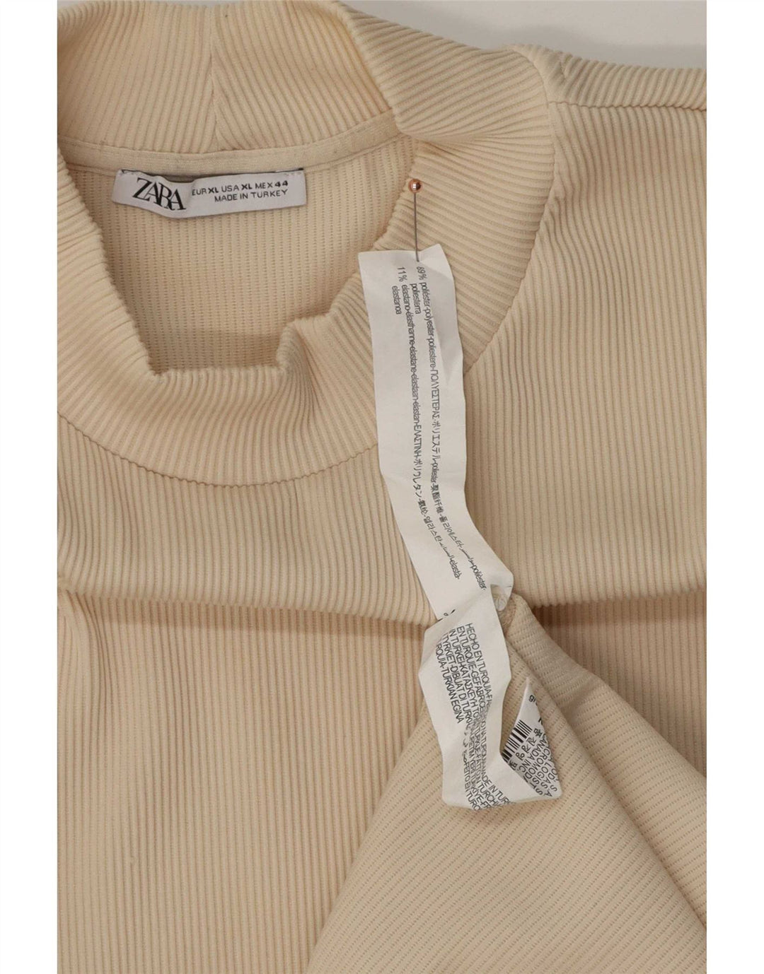Zara Herre Top Langærmet XL Beige Polyester
