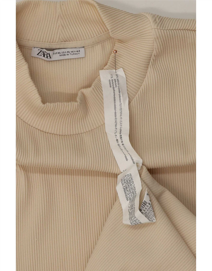 Zara Herre Top Langærmet XL Beige Polyester
