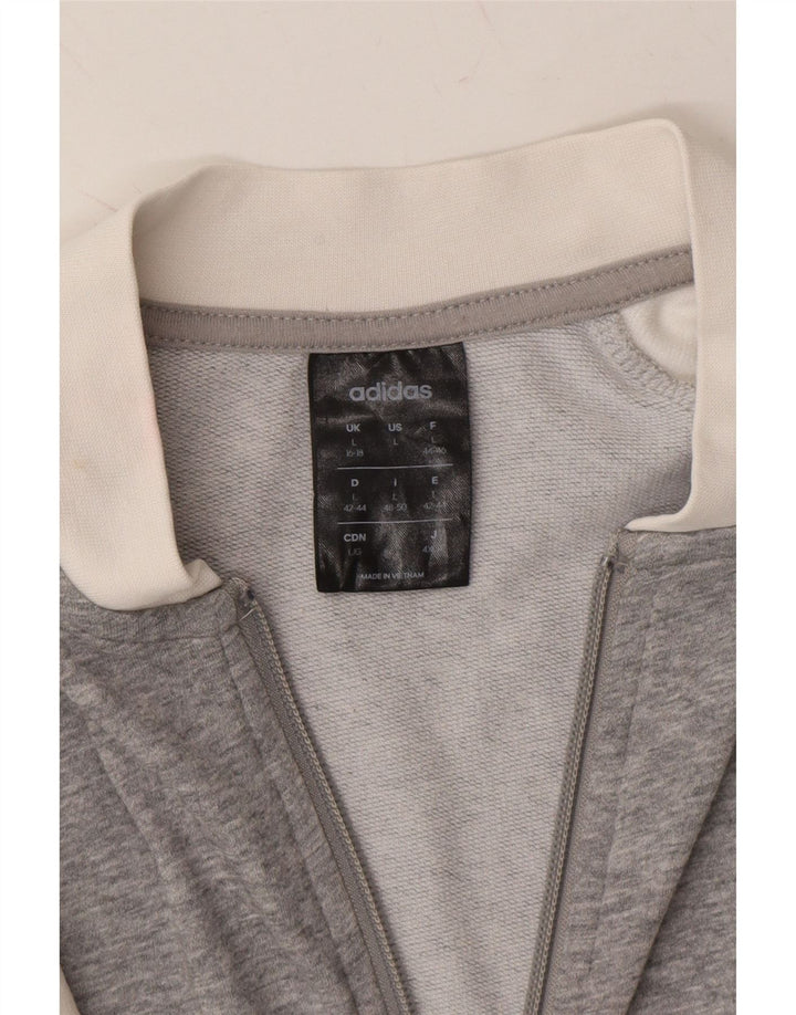 ADIDAS Womens Graphic Tracksuit Top Jacket UK 16/18 Large Grey Colourblock Vintage Adidas and Second-Hand Adidas from Messina Hembry 