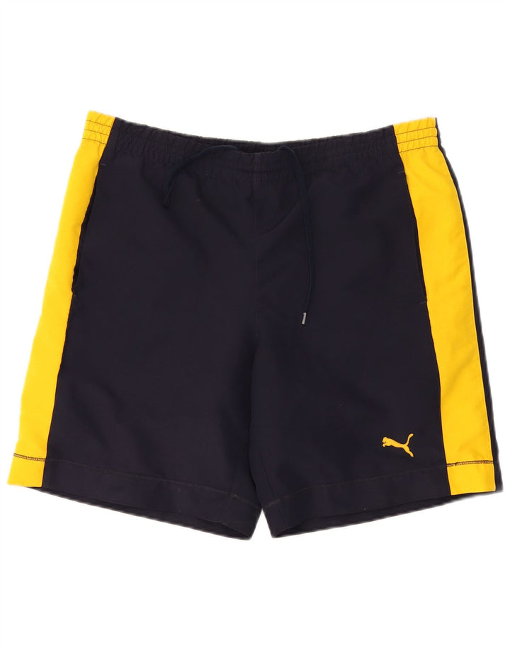 Puma Herre grafiske svømmeshorts Medium Navy Blue Colourblock