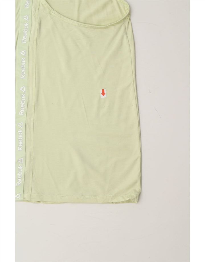 REEBOK Womens Graphic Vest Top UK 14 Medium Yellow Polyester Vintage Reebok and Second-Hand Reebok from Messina Hembry 