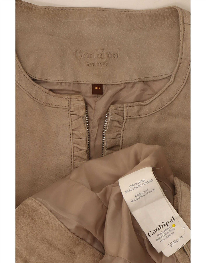 Conbipel Dame Ruskindsjakke IT 46 Large Beige Læder