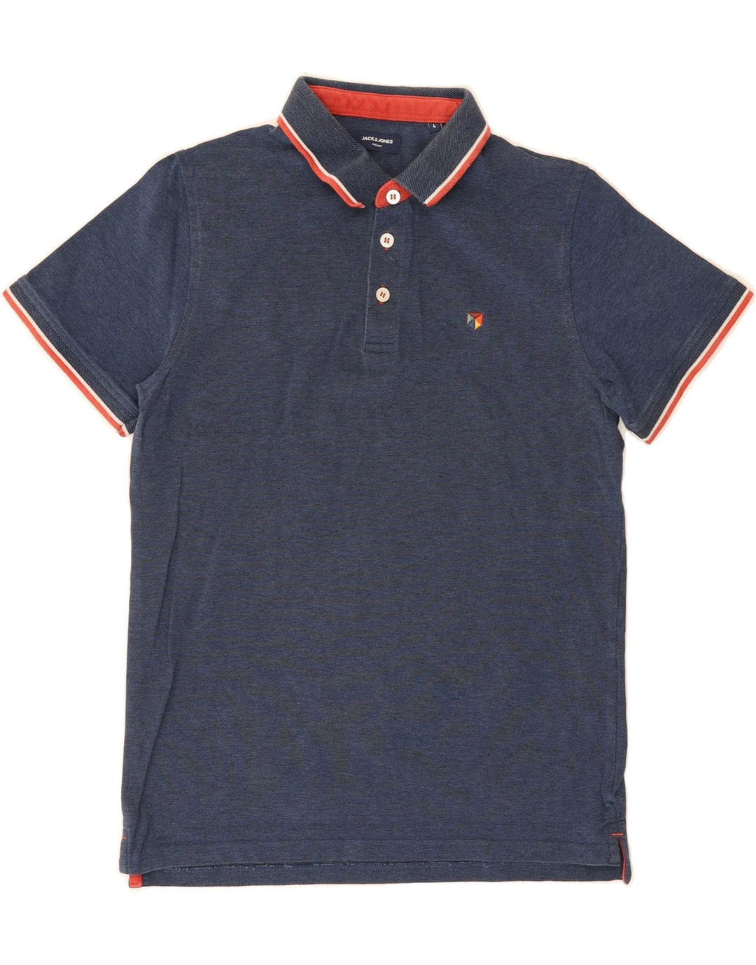 JACK & JONES Mens Polo Shirt Large Navy Blue Cotton Vintage Jack & Jones and Second-Hand Jack & Jones from Messina Hembry 