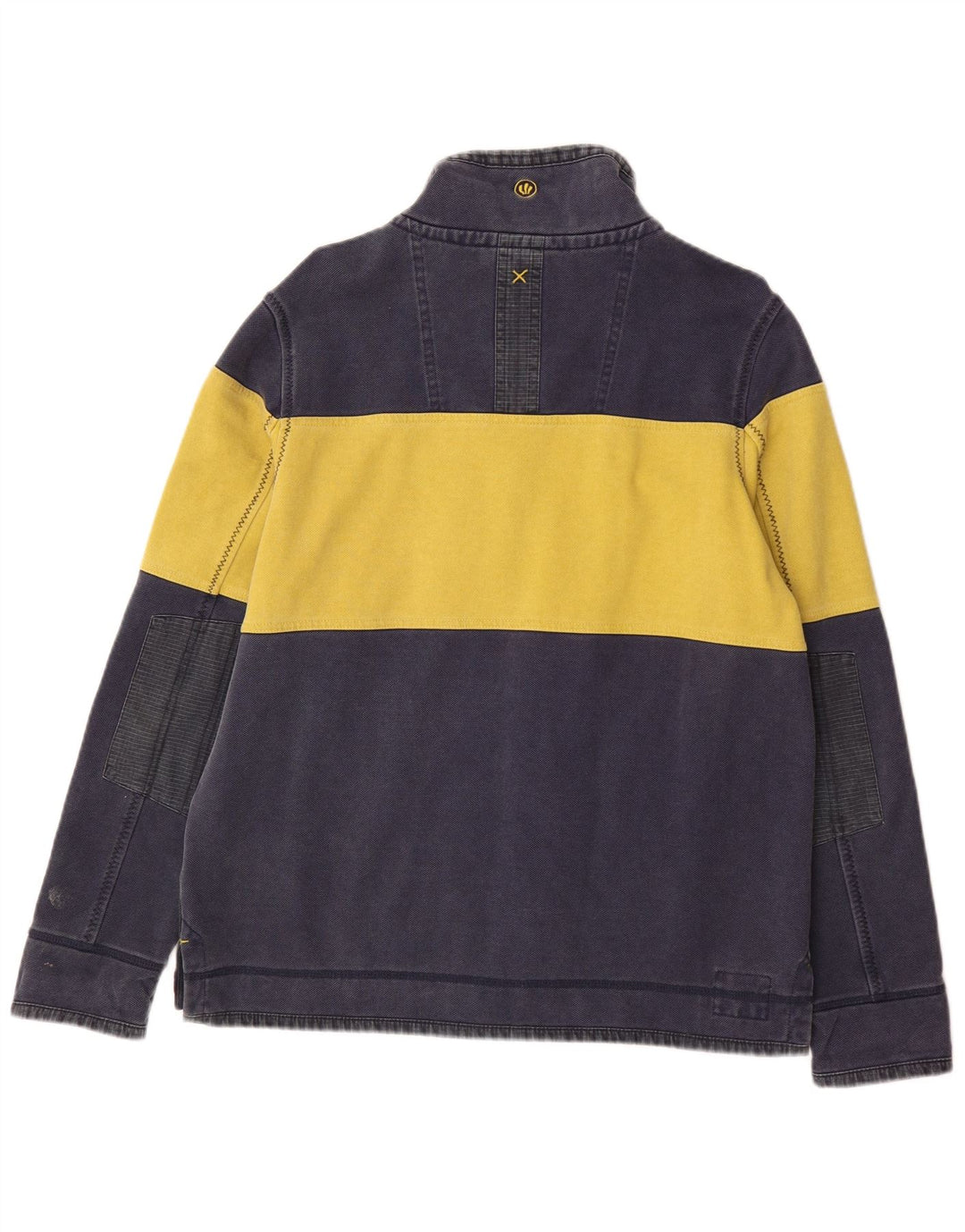 Fedt ansigt Herre lynlås-sweatshirt Jumper Medium Navy Blue Colourblock
