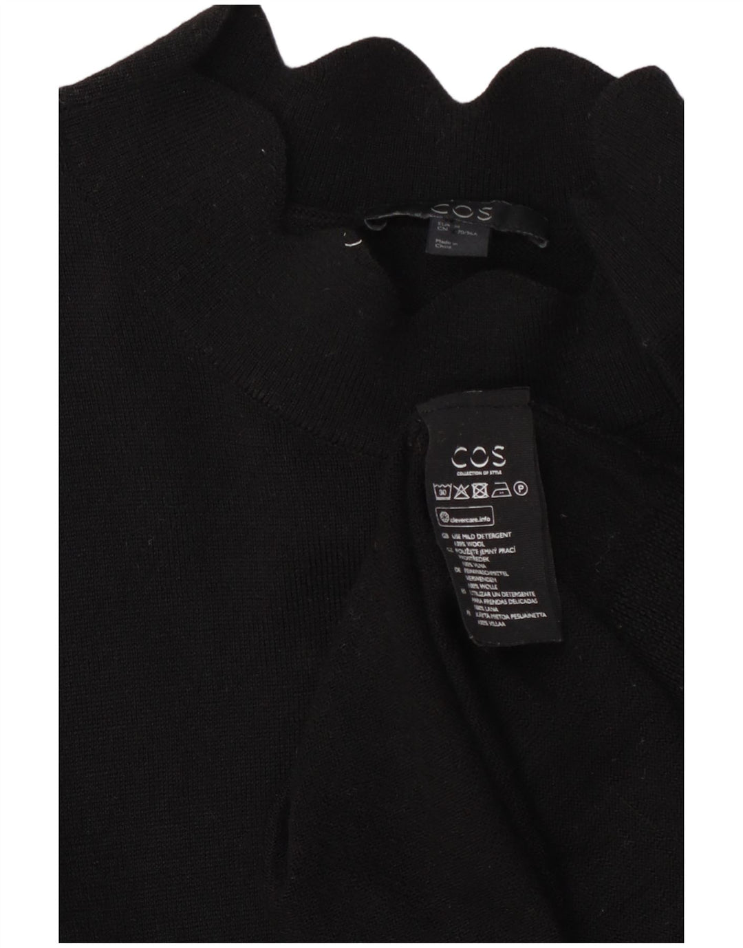 Cos Dame Langærmet Jumper Kjole UK 14 Medium Sort Uld
