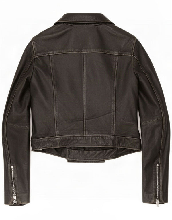 Conbipel Womens Crop Læder Biker Jacket IT 40 Small Black