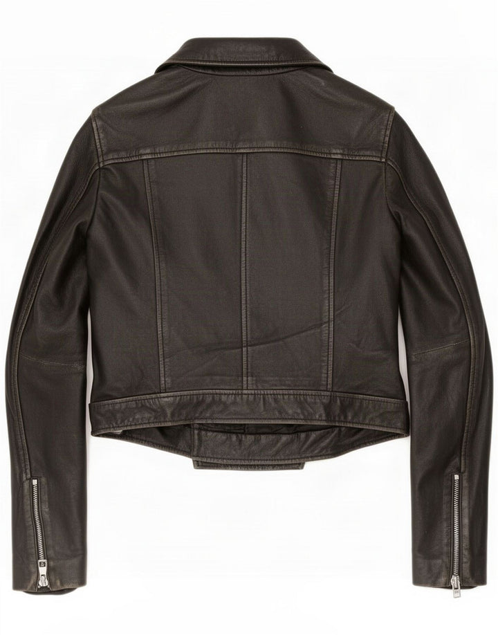 Conbipel Womens Crop Læder Biker Jacket IT 40 Small Black