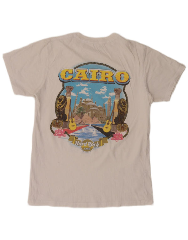 Hard Rock Cafe Herre Cairo Grafisk T-Shirt Top Medium Hvid Bomuld