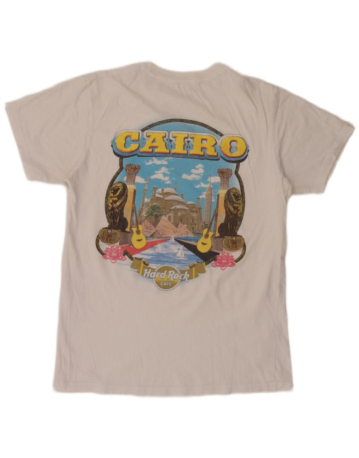 Hard Rock Cafe Herre Cairo Grafisk T-Shirt Top Medium Hvid Bomuld