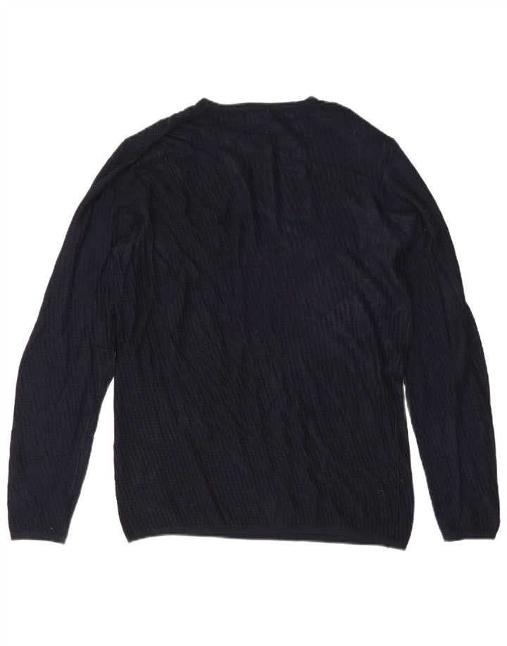 Zara Herre trøje med rund hals, medium marineblå viskose