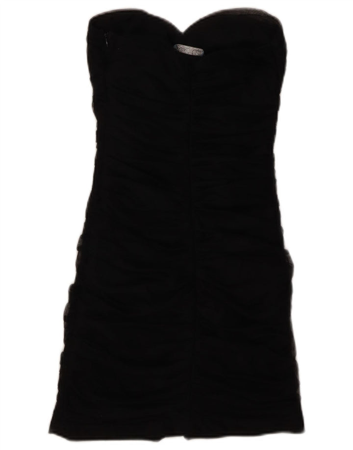 ZARA Dame Stropløs Bodycon Kjole UK 8 Lille Sort