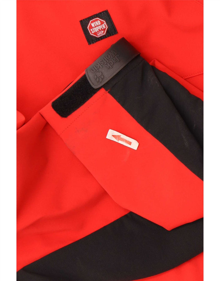 Jack Wolfskin Regnjakke med hætte til mænd UK 36/38 Medium Red Colourblock
