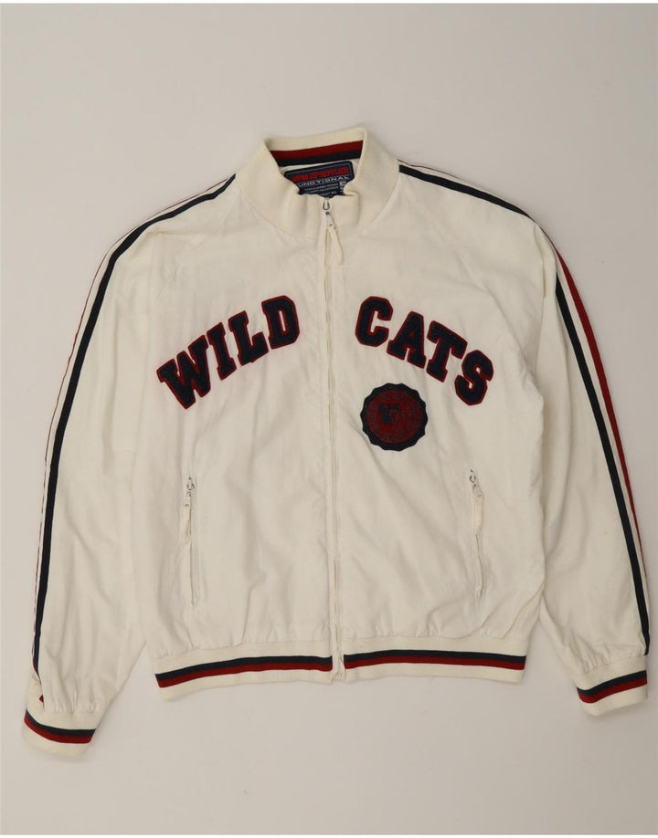 WPM Herre Wildcats Graphic Bomber Jacket UK 40 Large White Colourblock