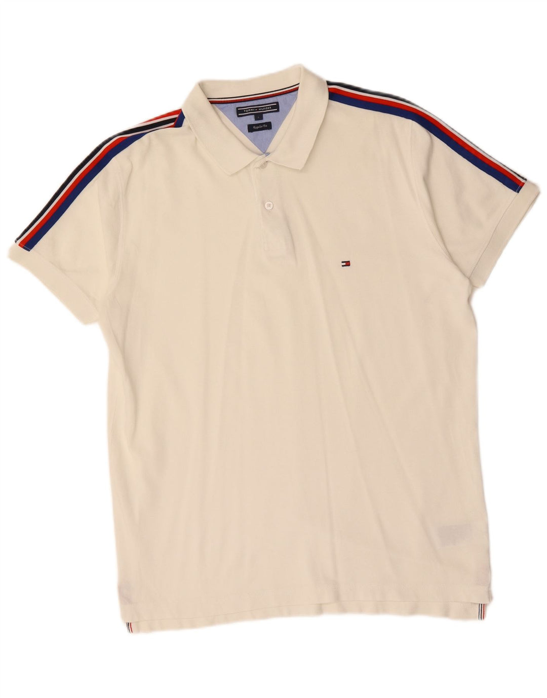 TOMMY HILFIGER Herre Regular Fit Polo Shirt Large Off White Colourblock