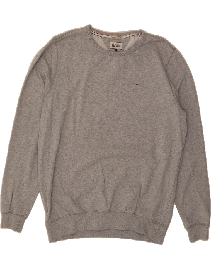 TOMMY HILFIGER Mens Crew Neck Jumper Sweater 2XL Grey Cotton Vintage Tommy Hilfiger and Second-Hand Tommy Hilfiger from Messina Hembry 