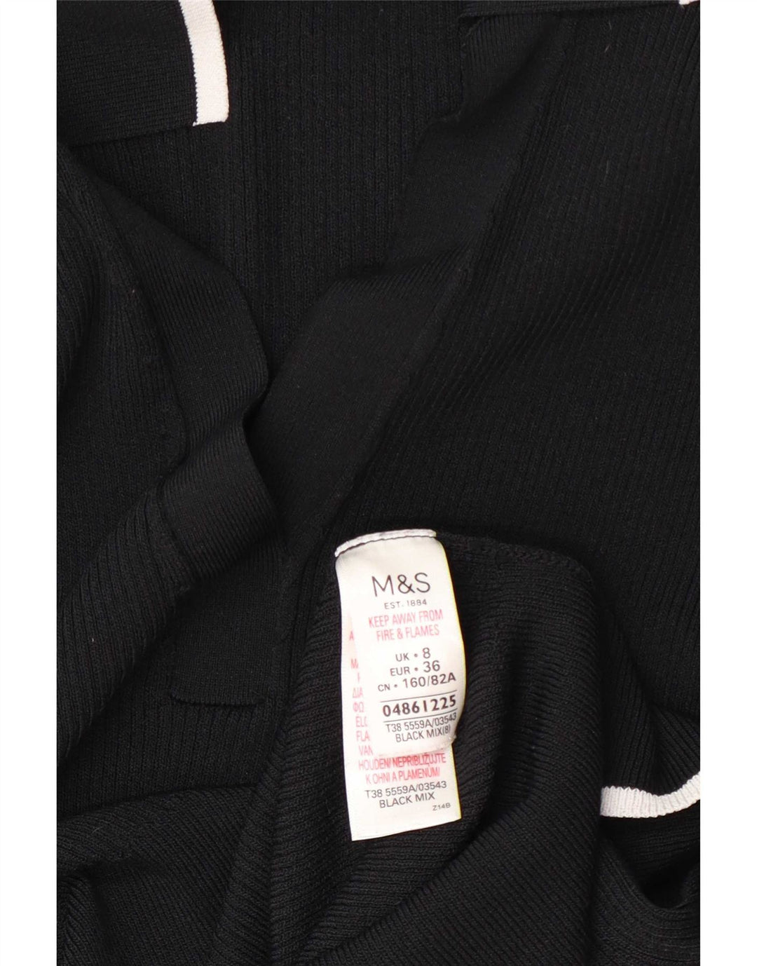 Marks & Spencer Dame Polo Shirt UK 8 Small Black Viscose