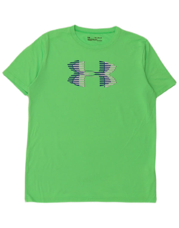 UNDER ARMOUR drenge Heat Gear grafisk T-shirt top 13-14 år XL Grøn