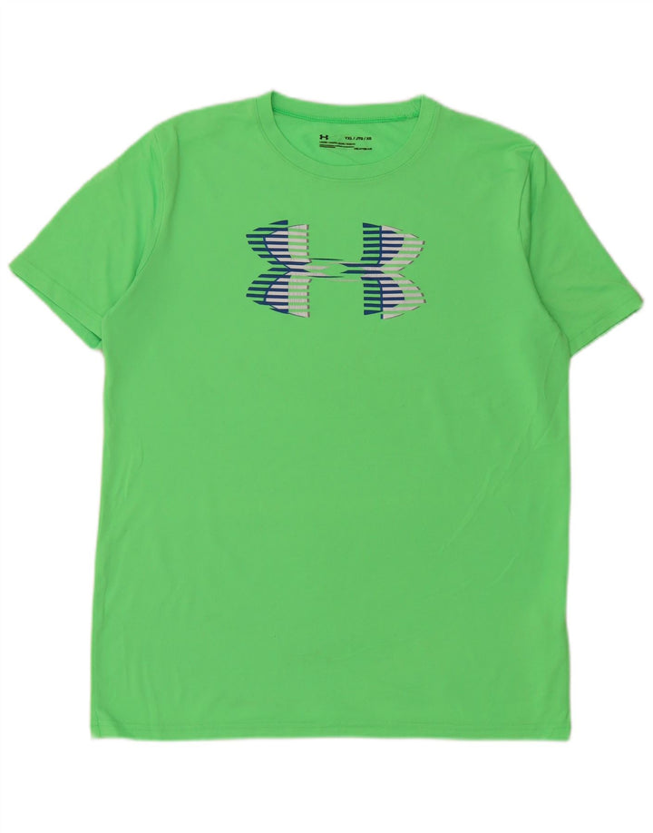 UNDER ARMOUR drenge Heat Gear grafisk T-shirt top 13-14 år XL Grøn