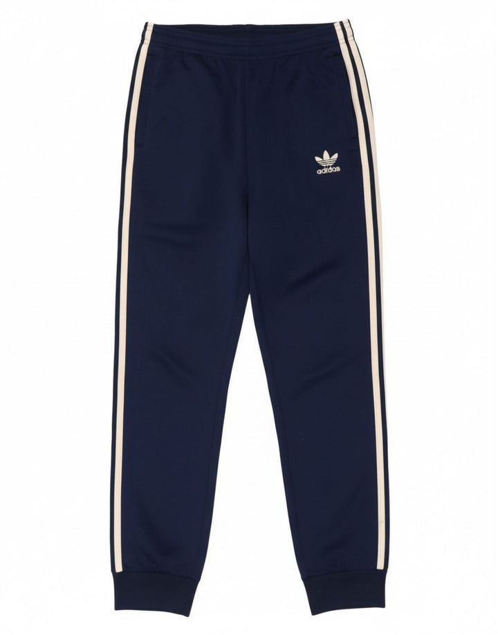 ADIDAS Boys Tracksuit Trousers Joggers 13-14 Years Navy Blue Polyester