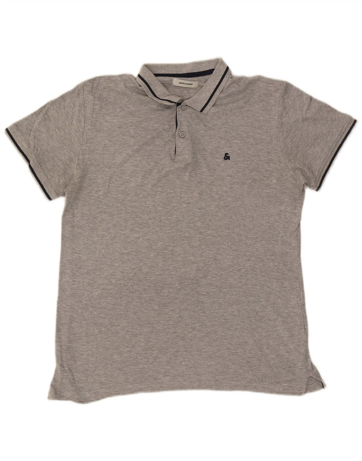 Jack & Jones herre poloshirt mellemgrå flækket bomuld
