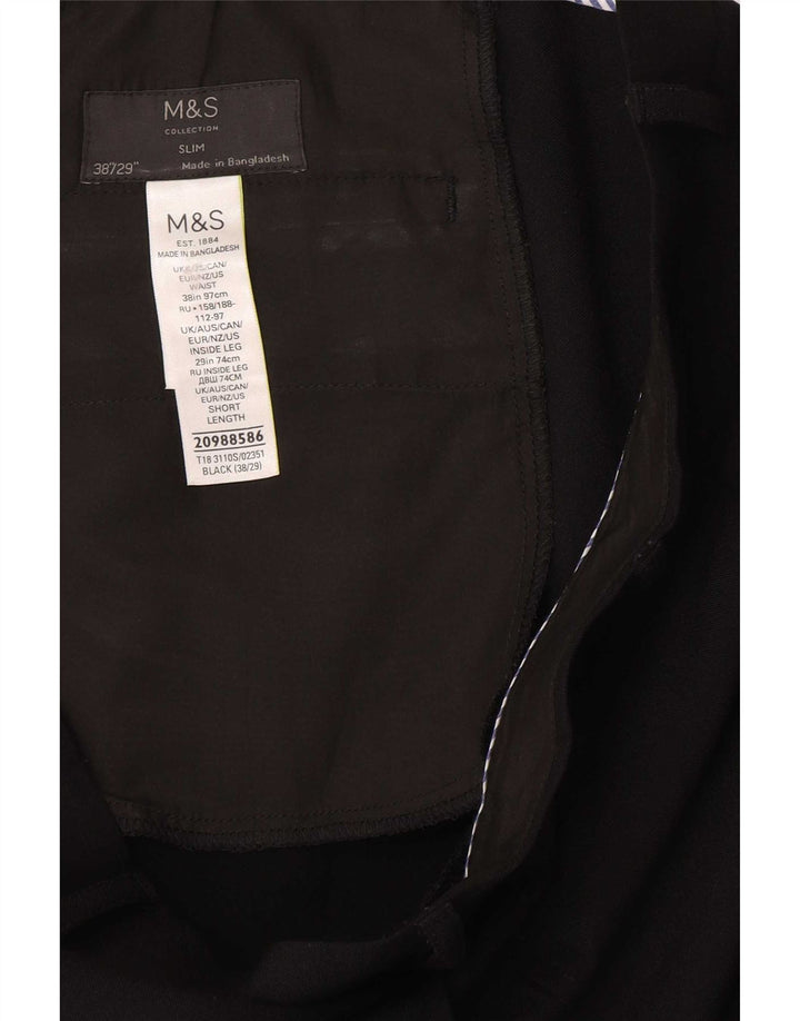 Marks & Spencer Slim Casual Bukser til mænd W38 L29 Sort Polyester