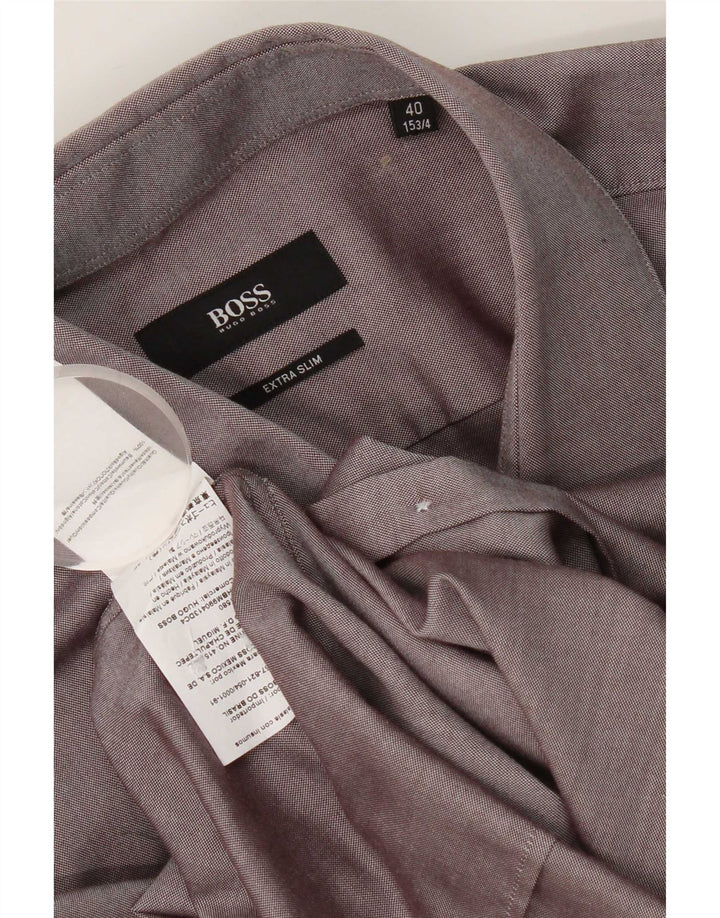 Hugo Boss Herre Extra Slim Fit Skjorte Størrelse 40 15 1/2 Medium Grå Bomuld