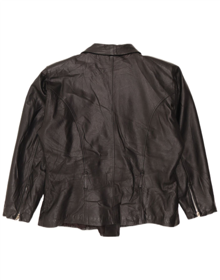 Vintage dame bikerjakke i læder UK 14 Medium Sort