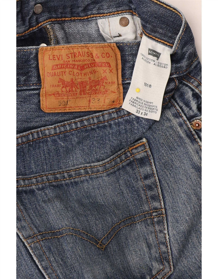 Levi's Herre 501 Straight Jeans W33 L34 Blå Bomuld