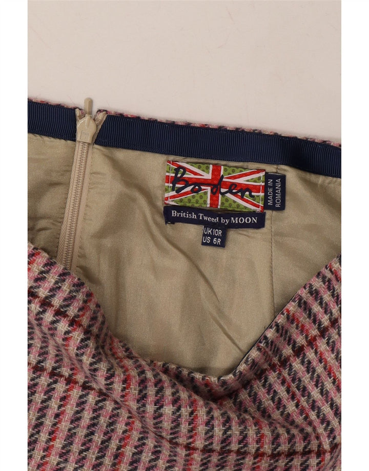 BODEN A-line nederdel til kvinder UK 10 Small W30 Pink ternet uld