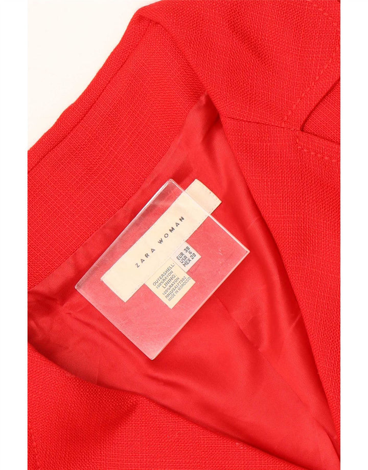 Zara Dame 3/4 ærmet blazerjakke EU 38 Small Red Rayon