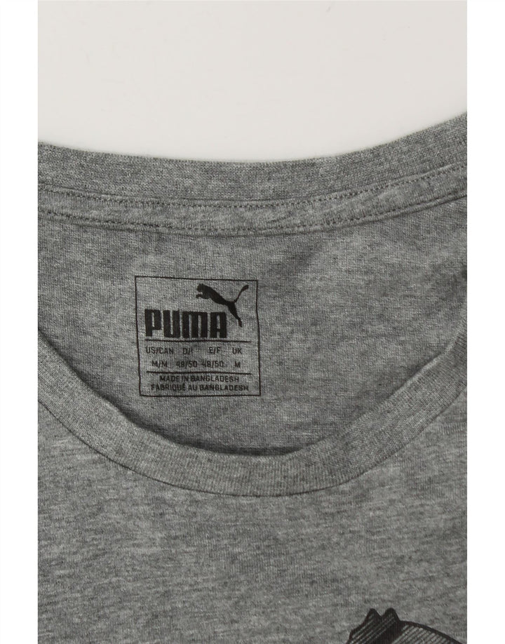 Puma Herre grafisk T-shirt Top Medium Grey Flecked