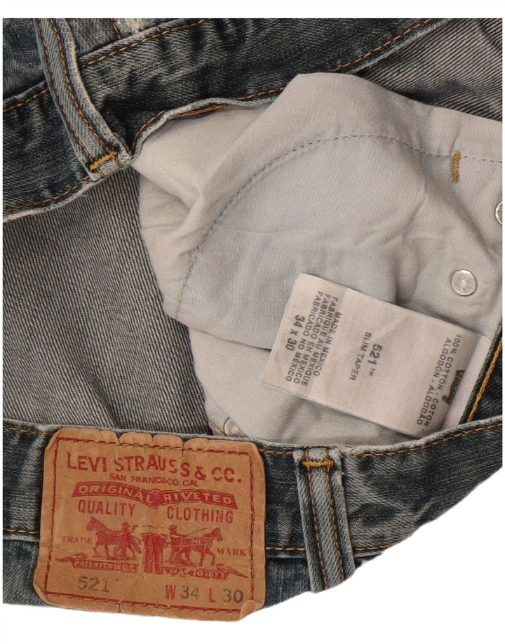 Levi's Herre 521 Slim Tapered Jeans W34 L30 Blå Bomuld