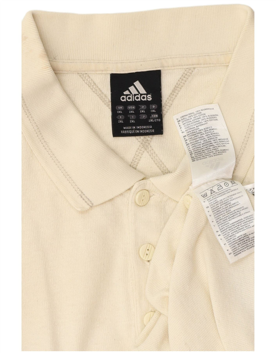 ADIDAS herre poloshirt 2XL hvid bomuld