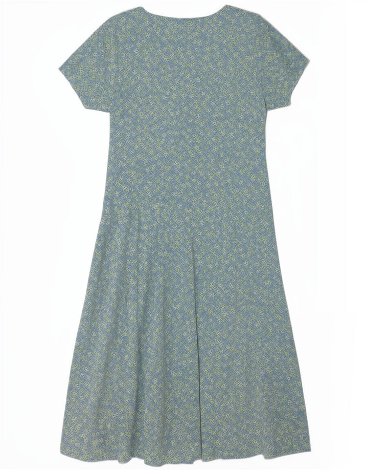 Blunauta Dame Maxi Tea Dress IT 46 Large Blue Floral Silke