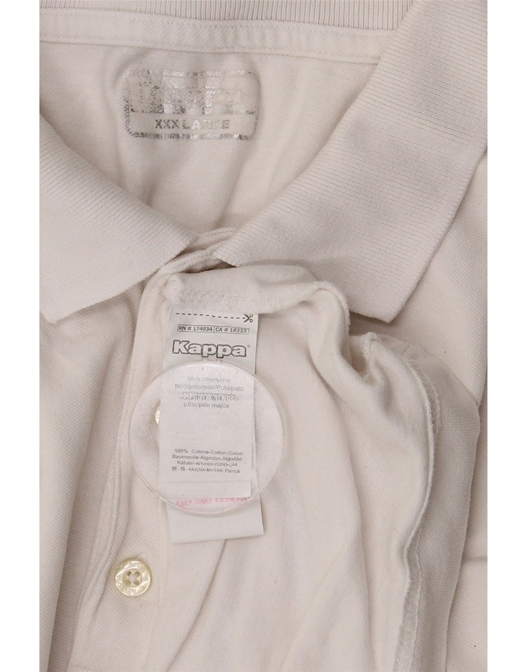 KAPPA herre poloshirt 3XL hvid bomuld