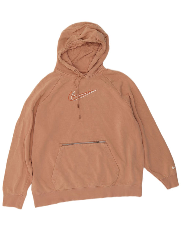 Nike Dame Grafisk Oversized Hoodie Jumper UK 14 Medium Pink Bomuld