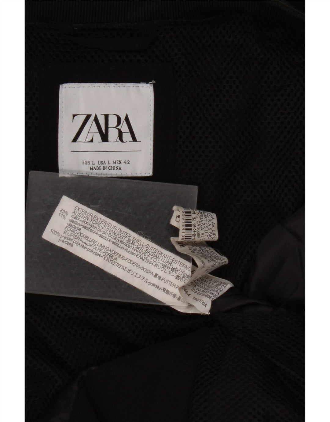 ZARA Bomberjakke til mænd UK 40 Stor sort nylon