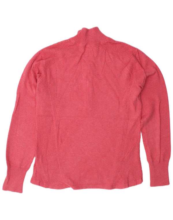 EDDIE BAUER Dame sweater med lynlås i halsen UK 16 Stor Pink Bomuld