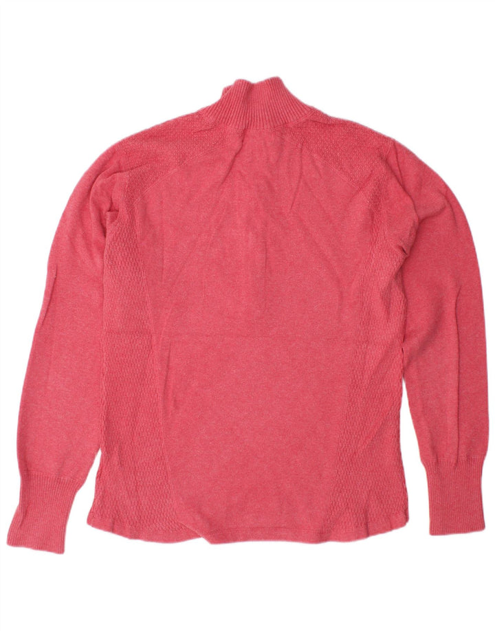 EDDIE BAUER Dame sweater med lynlås i halsen UK 16 Stor Pink Bomuld