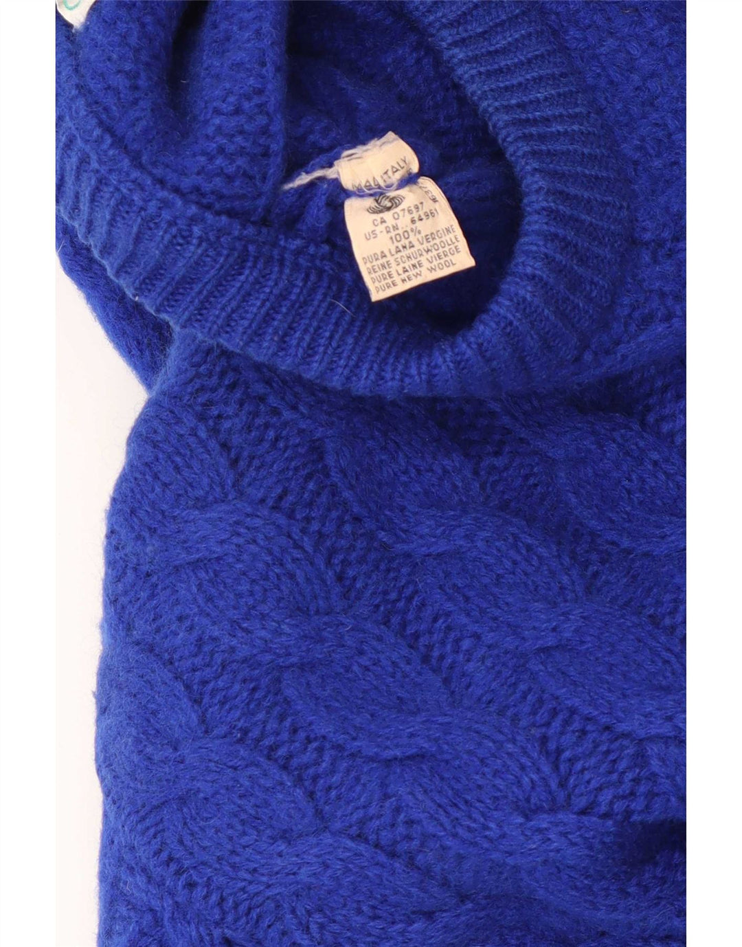 Benetton Herre trøje med rund hals IT 50 Medium Blue Wool