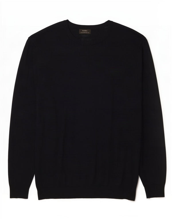 Zara Herre Crew Neck Jumper Sweater Large Navy Blue