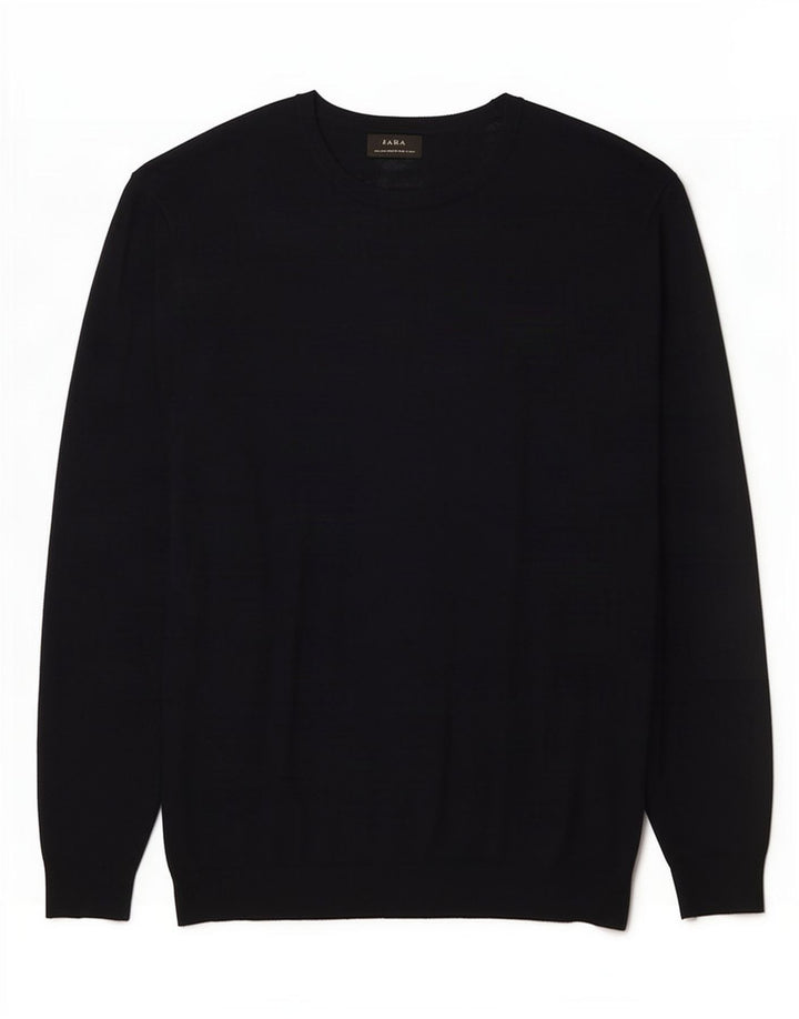 Zara Herre Crew Neck Jumper Sweater Large Navy Blue
