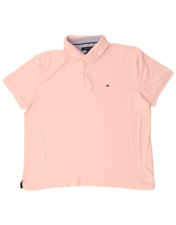 Tommy Hilfiger Herre Custom Fit Polo Shirt Large Pink Bomuld