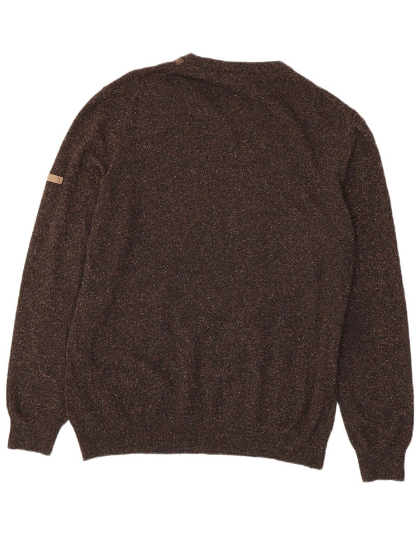 Navigare sweater med rund hals til mænd Medium Brun Argyle/Diamond Wool