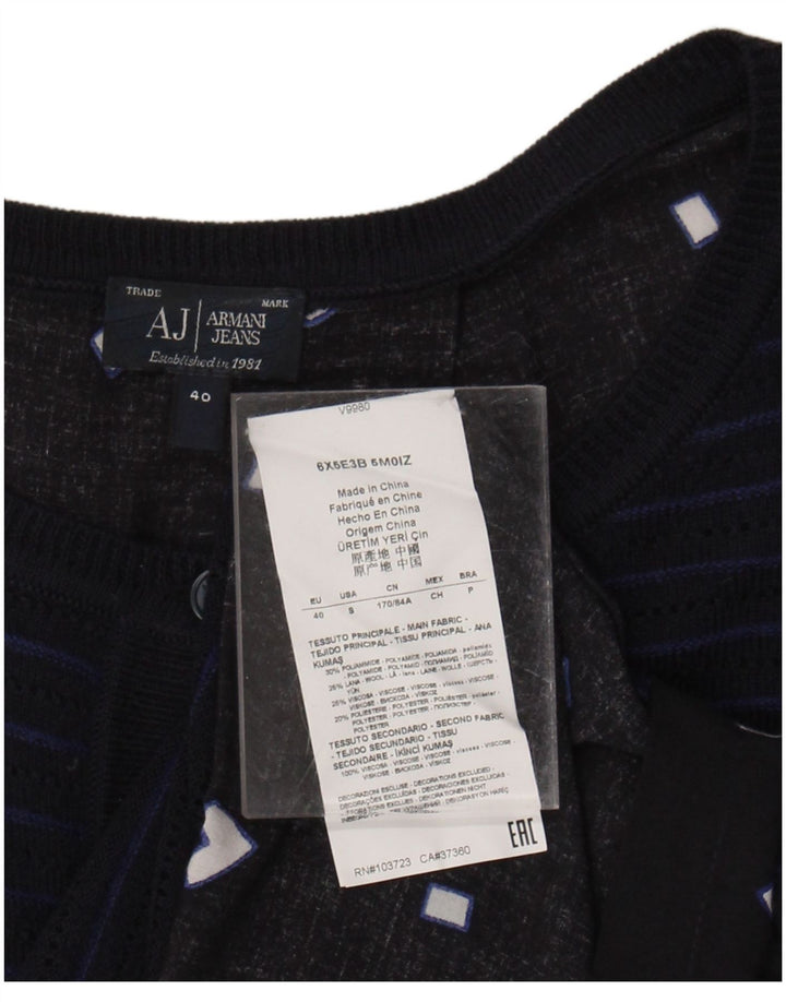 ARMANI JEANS Womens Loose Fit Cardigan Sweater EU 40 Medium Navy Blue