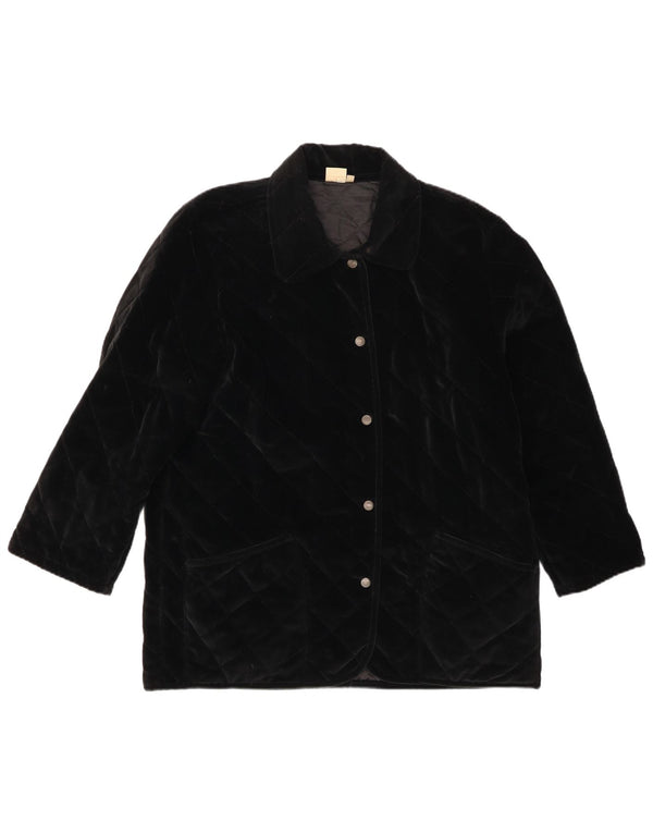 Andrea Mare Womens Velvet Oversized Quiltet Jakke UK 10 Small Black Bomuld