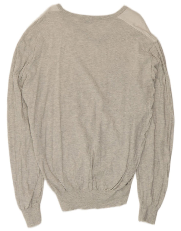 Luigi Bianchi Herre V-hals sweater Medium Grey Argyle/Diamond Bomuld
