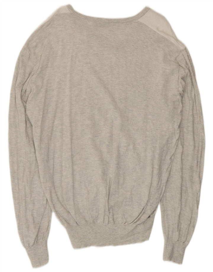 Luigi Bianchi Herre V-hals sweater Medium Grey Argyle/Diamond Bomuld